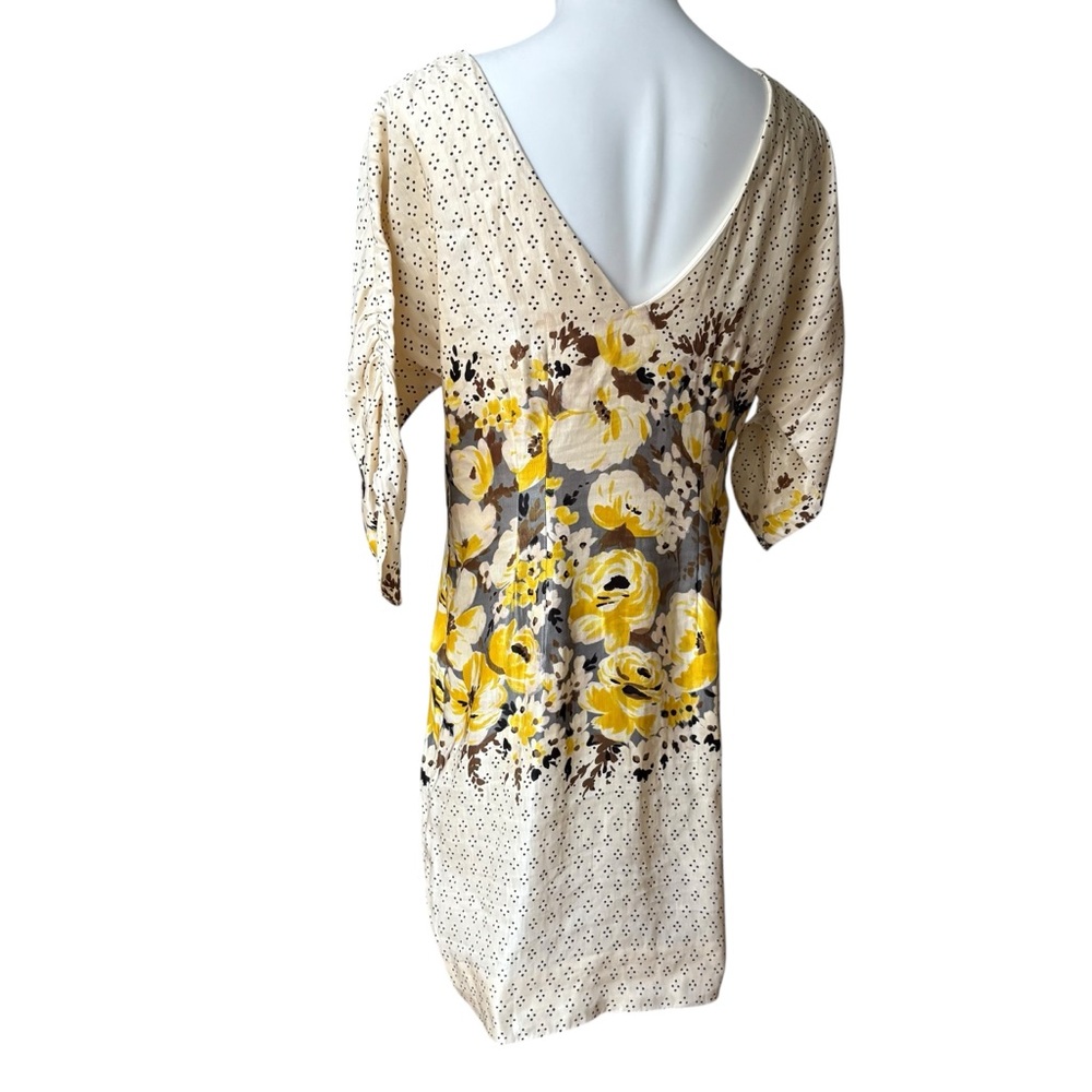 Anthropologie MEADOW RUE Plena Peppered Polka Dot Floral Yellow Shift Dress - Picture 5 of 15